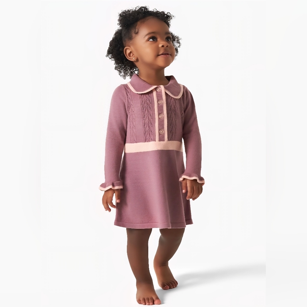 Modern Moments By Gerber Toddler Girl Collar Sweater Dress, Size 2T - Picture 7 of 11